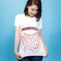 woman wears probiotics tshirt